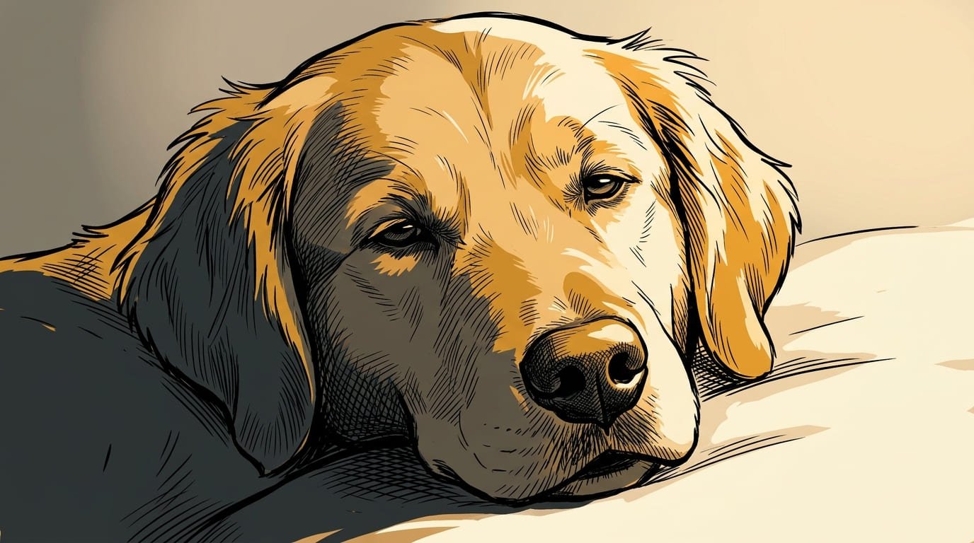 Close-up of a calm dog with soft eyes showing healthy behavioral contact-seeking, not medical head pressing